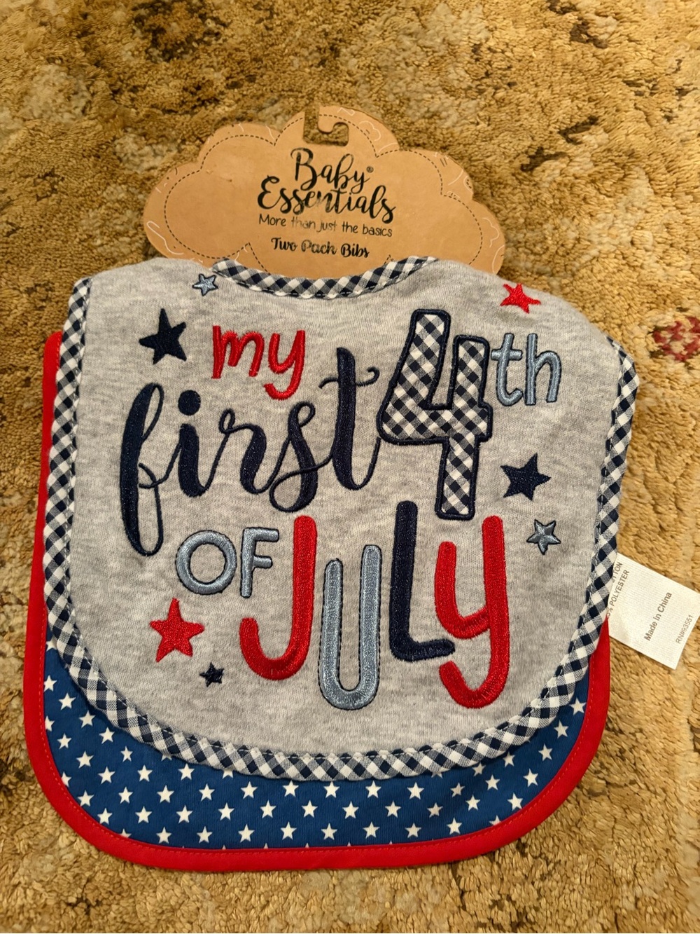 NWT Baby Essentials 'My First 4th of July' Baby Bib Set - holiday gifts